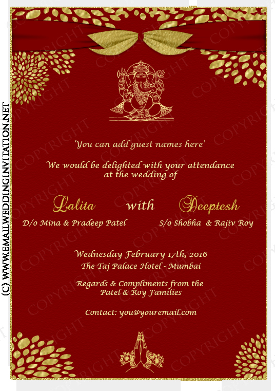 Indian Wedding Card Template Fresh Single Page Diy Indian Wedding E Card Carnation Flowers