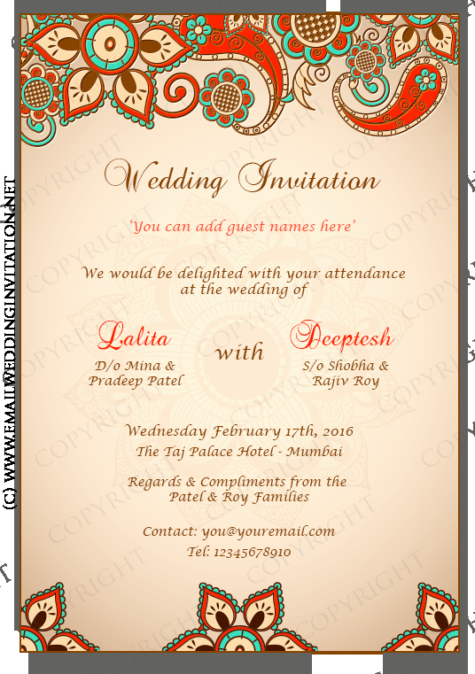 Indian Wedding Card Template Luxury Diy Email Indian Wedding Card Template Multi Colored
