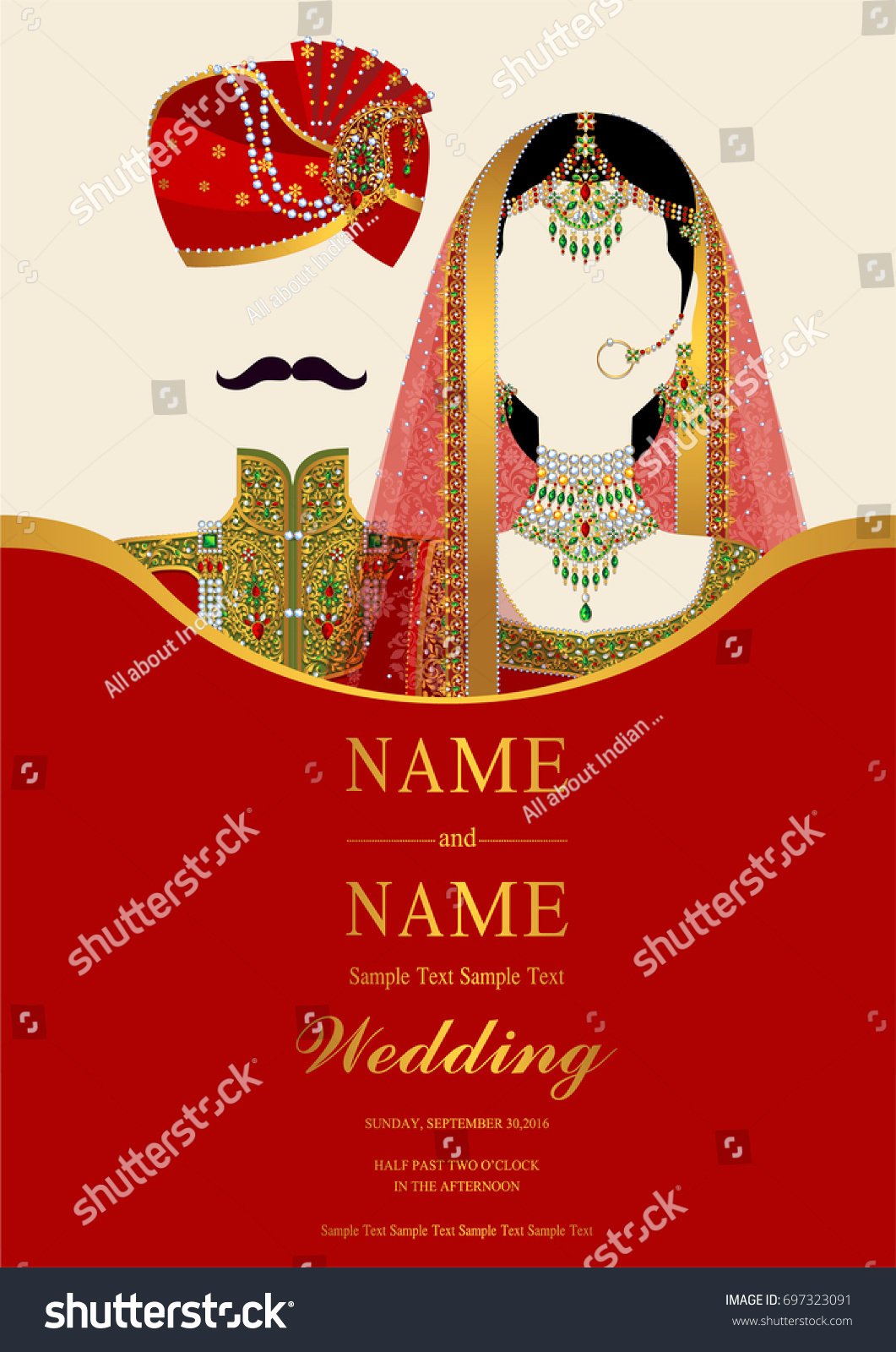 Indian Wedding Card Template Unique Wedding Invitation Card Templates Indian Man Stock Vector