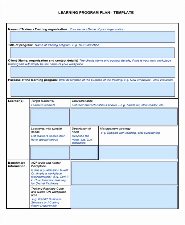 Individual Learning Plan Template Unique Learning Program Plan Details File format Individual