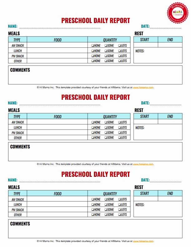 Infant Daily Report Template Best Of 12 Best Infant toddler &amp; Preschool Daily Report Templates