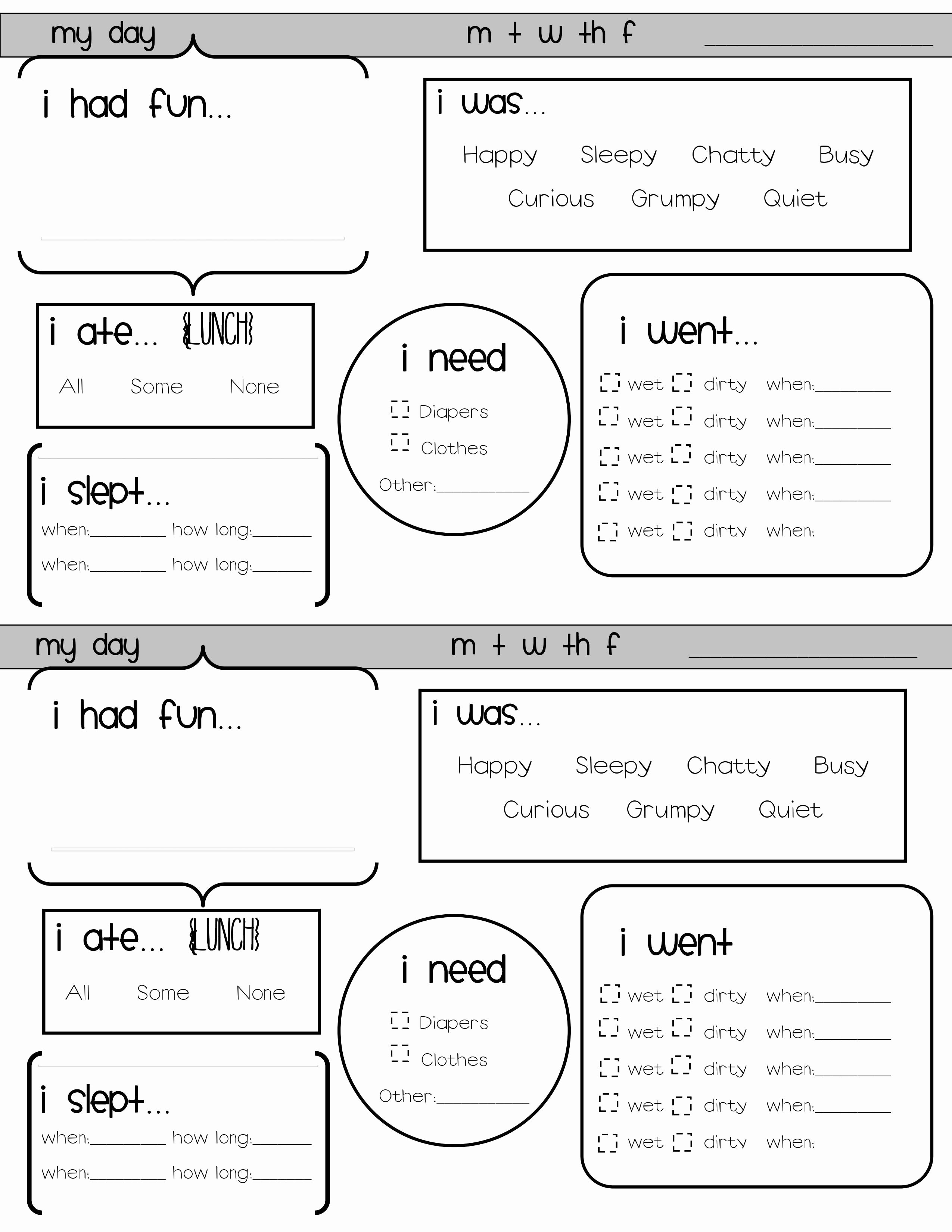 Infant Daily Report Template Lovely Pin by Celia Takahashi On Ps Learning Daily Munication