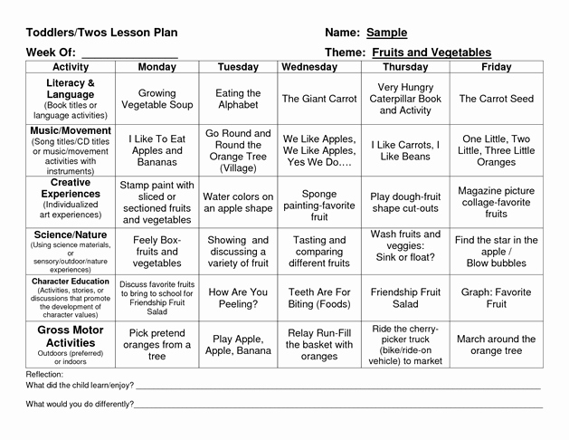 Infant Lesson Plan Template Fresh Provider Sample Lesson Plan Template School