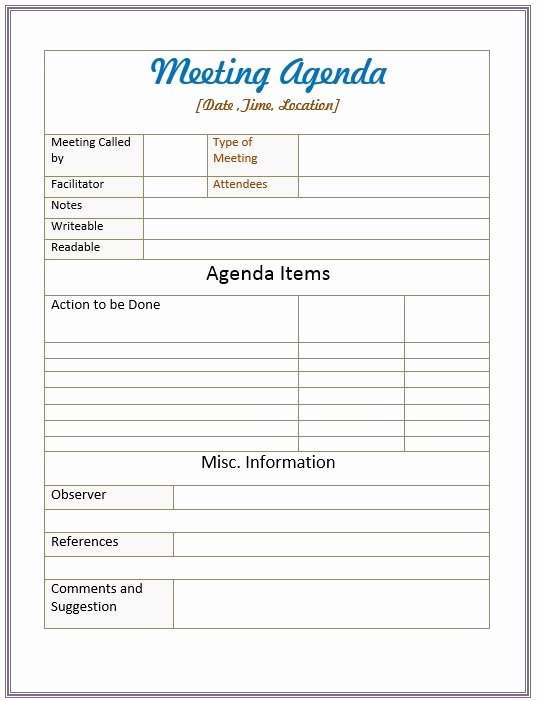 Informal Meeting Minutes Template New 10 Free Sample Informal Agenda Templates for Your Casual