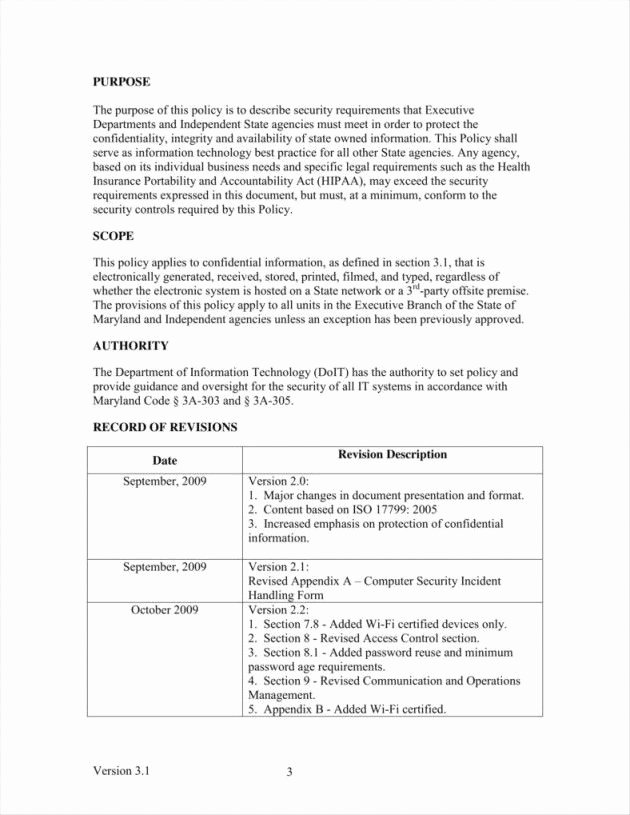 Information Security Policy Template Elegant Information Security Policy Document Template