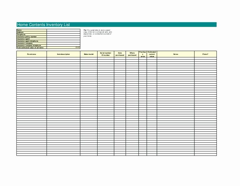Information Technology Inventory Template Awesome Home Contents Inventory Template Excel Information