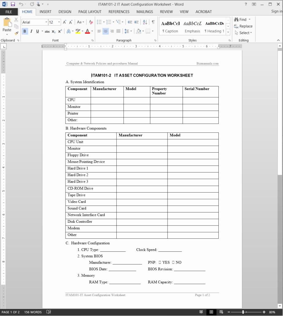 Information Technology Inventory Template Best Of It asset Configuration Worksheet Template