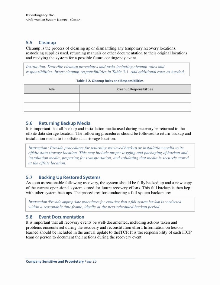 Information Technology Planning Template Awesome Information Technology Contingency Plan Template