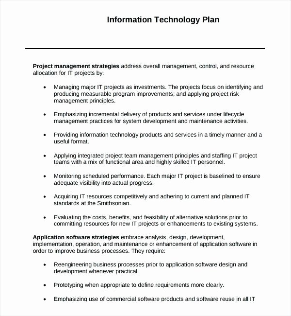 Information Technology Planning Template New Technology Project Plan Template
