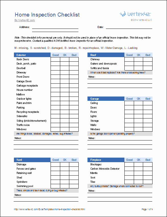 Inspection Checklist Template Excel Inspirational Home Inspection Checklist Template