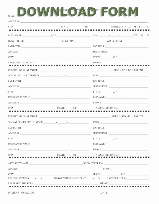 Intake form Template Word Awesome Massage Intake form Template Patient Word – Ustam