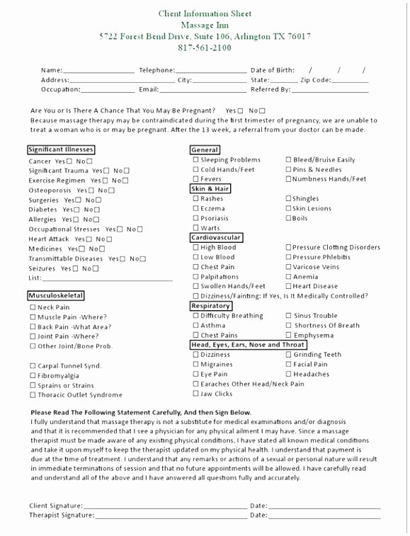 Intake form Template Word Fresh 10 Physical therapy Intake form Template Jruai