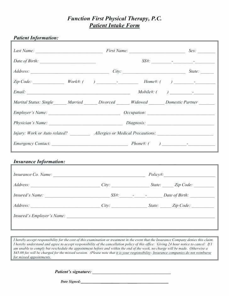 Intake form Template Word Inspirational New Patient Intake form Template