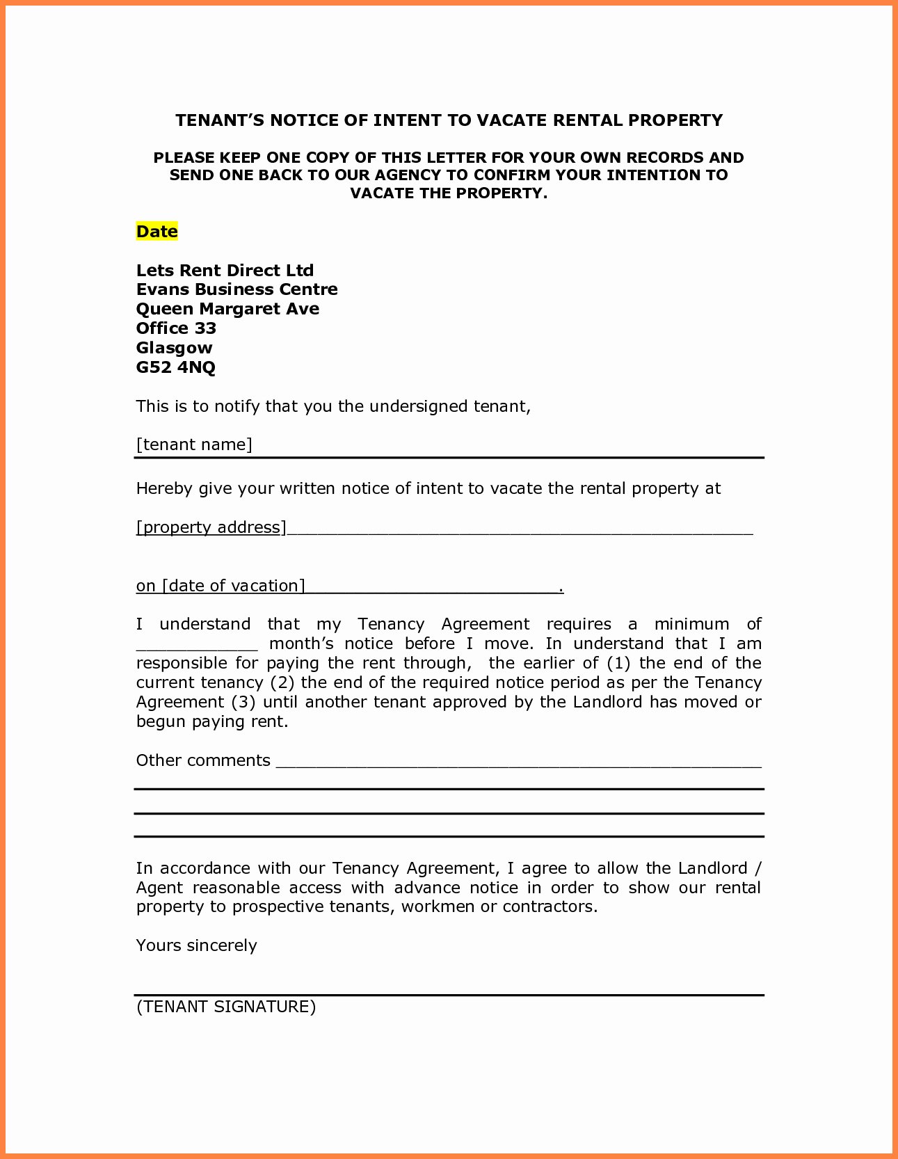 Intent to Vacate Template Best Of Notice to Vacate Apartment Letter Template Samples