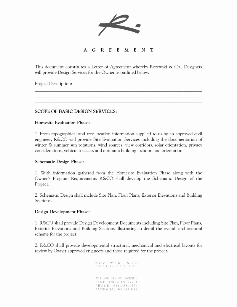 interior design letter of agreement template