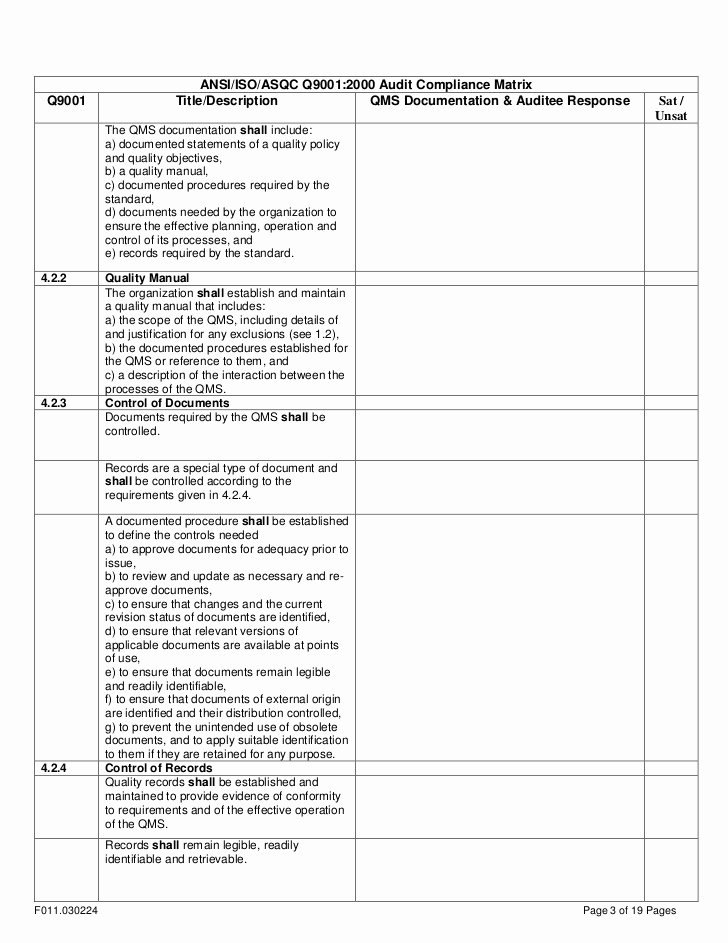 Internal Audit Checklist Template Awesome iso Audit Checklist