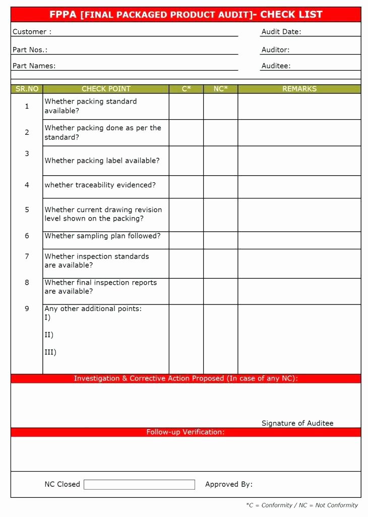 Internal Audit Checklist Template Fresh Audit Checklist Template Excel – Flybymedia