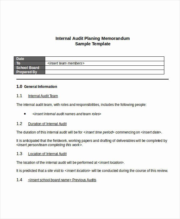 Internal Audit Planning Template Inspirational 8 Internal Memo Template – Examples In Word Pdf