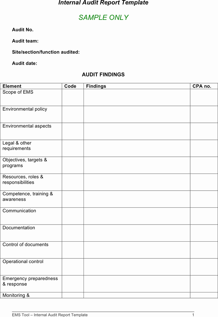 Internal Audit Planning Template Unique 35 Excellent Audit Report form Template Examples Thogati