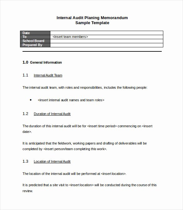 Internal Audit Planning Template Unique Memo Templates – 22 Free Word Pdf Documents Download