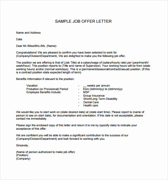 Internship Offer Letter Template Awesome 12 Sample Fer Letter Templates – Free Examples