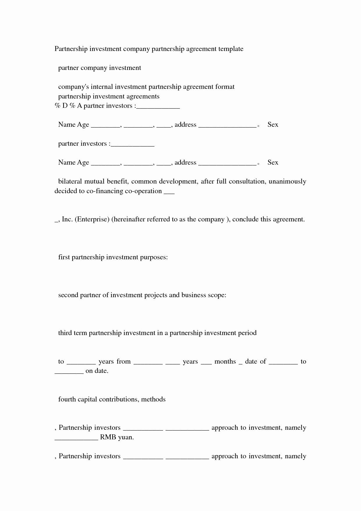 Investment Agreement Template Doc Awesome Best Investment Agreement Doc Tim Lange