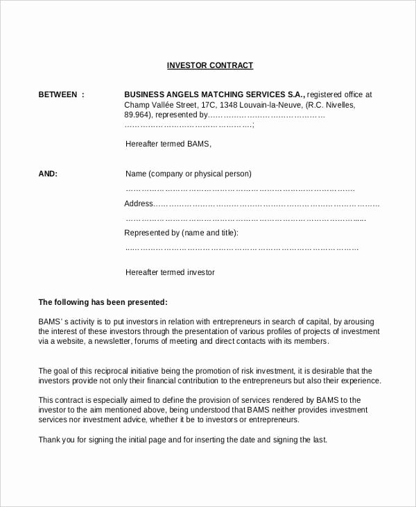 Investment Agreement Template Doc Best Of 16 Investment Contract Templates Google Docs Word