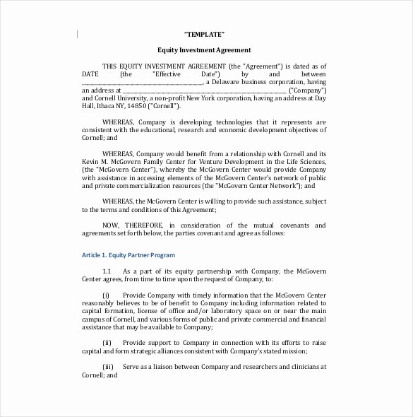Investment Agreement Template Doc New 19 Investment Agreement Templates Pdf Doc Xls Apple
