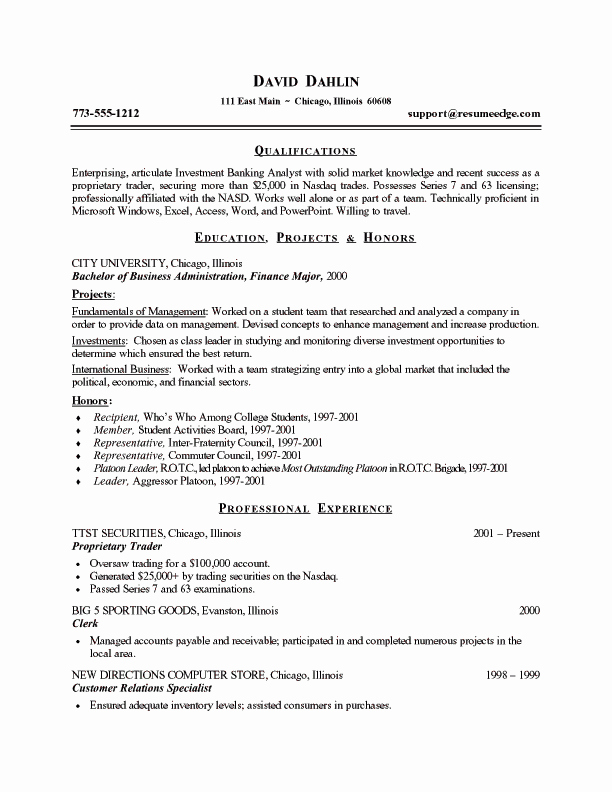 Investment Banking Resume Template Unique Investment Banking Analyst Resume