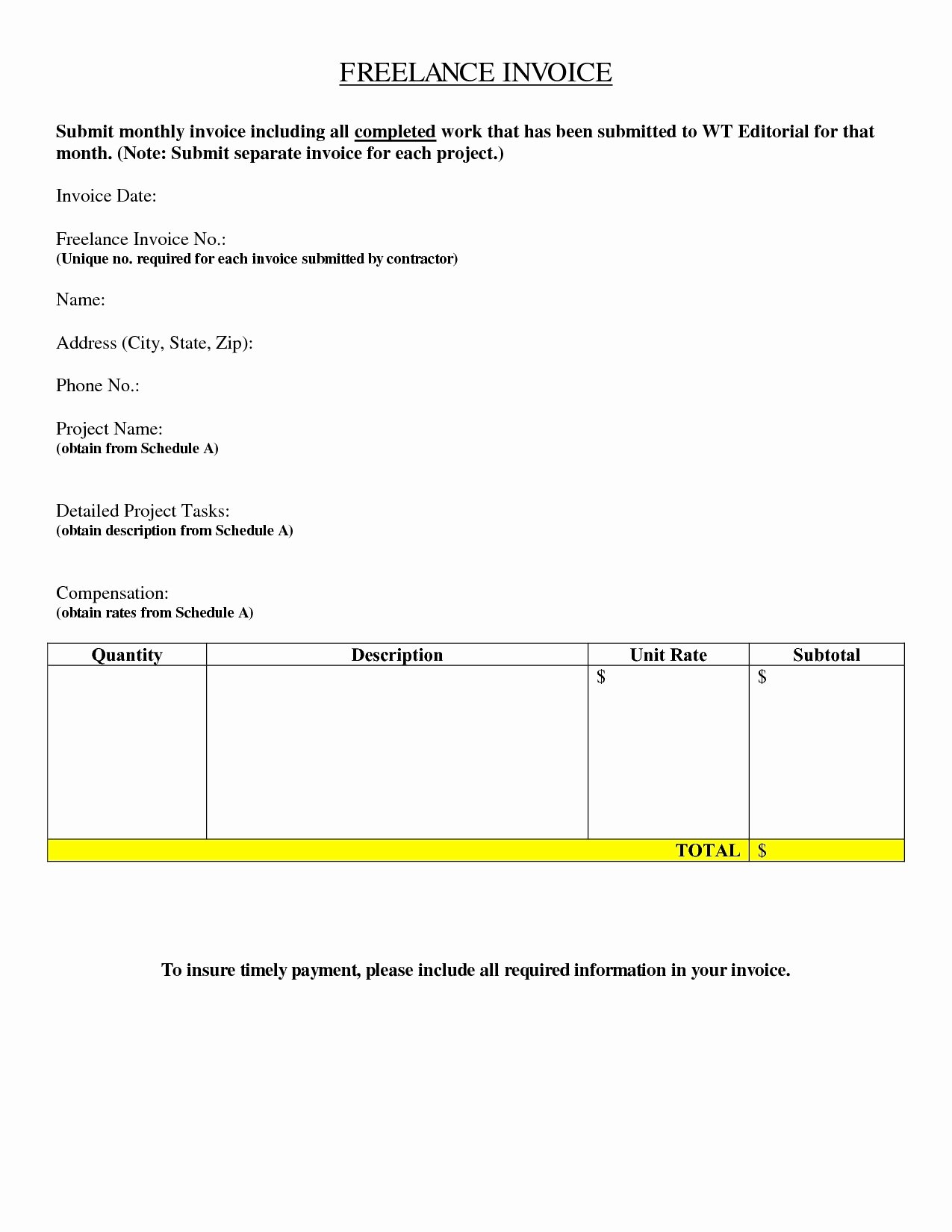 Invoice Template for Freelance Best Of Invoice for Freelance Work Invoice Template Ideas