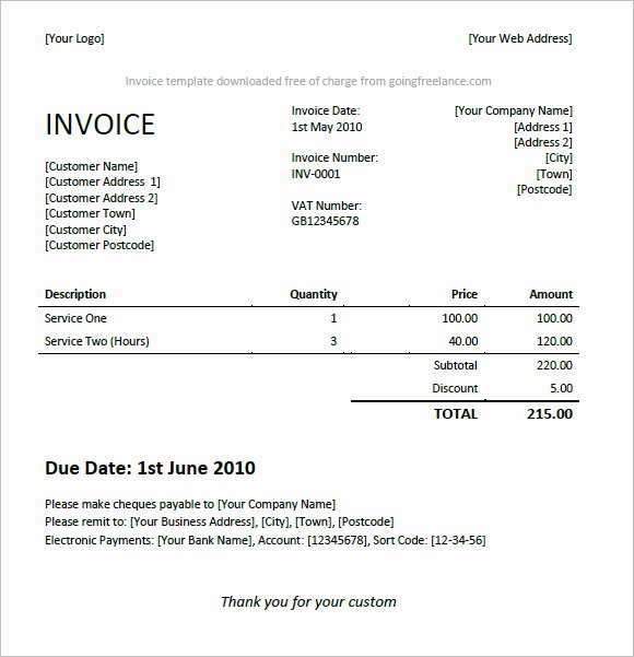 Invoice Template for Freelance New Invoice Template Freelance