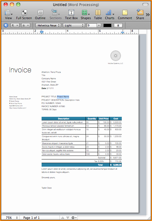 Invoice Template for Mac New 7 Free Invoice Template for Mac