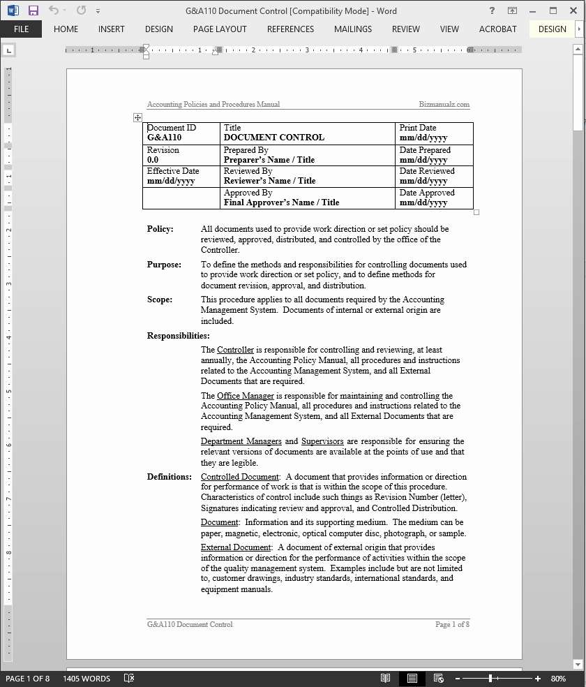 Iso Work Instruction Template Beautiful iso Document Control