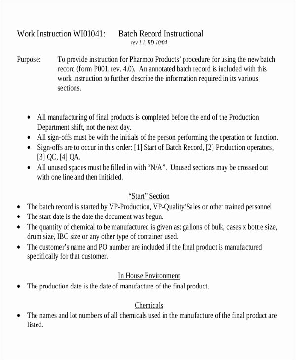 Iso Work Instruction Template Best Of 9 Work Instruction Templates Free Sample Example