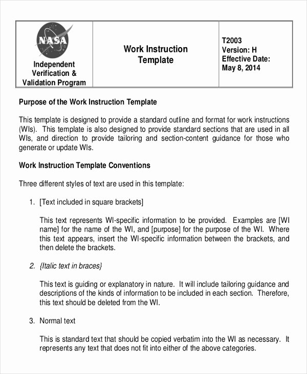 Iso Work Instruction Template Best Of Working Instruction Template 6 Free Word Pdf Document