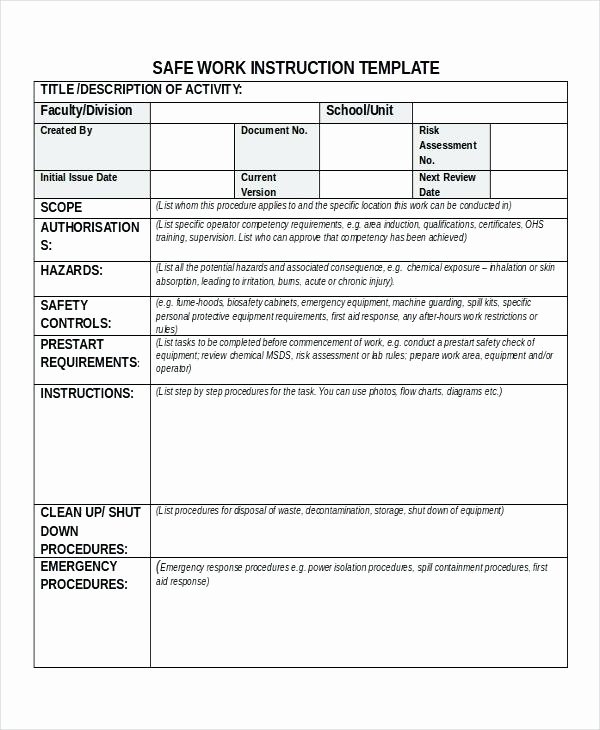 Iso Work Instruction Template Lovely 9 Work Instruction Templates Free Sample Example format