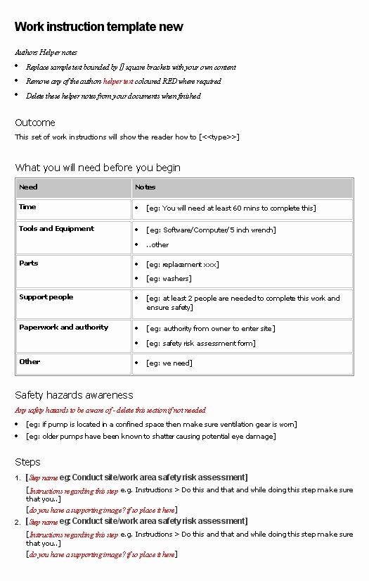Iso Work Instruction Template New iso Work Instruction Template to Pin On Pinterest