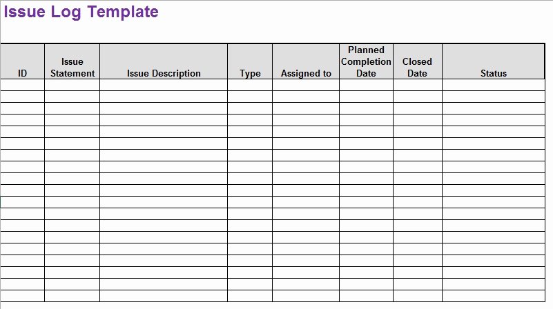 Issue Log Template Excel Awesome 13 Free Sample issue Log Templates – Printable Samples