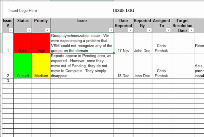 Issue Log Template Excel Awesome Provide A Project issue Log In Excel by Weller34