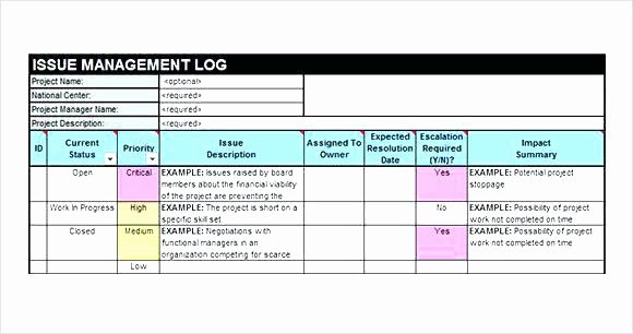 Issue Tracking Template Excel Lovely Project Tracking Template issue Excel Log Good Best