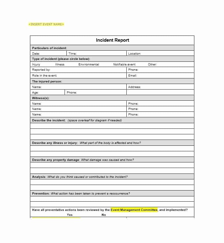 It Incident Report Template Awesome 60 Incident Report Template [employee Police Generic