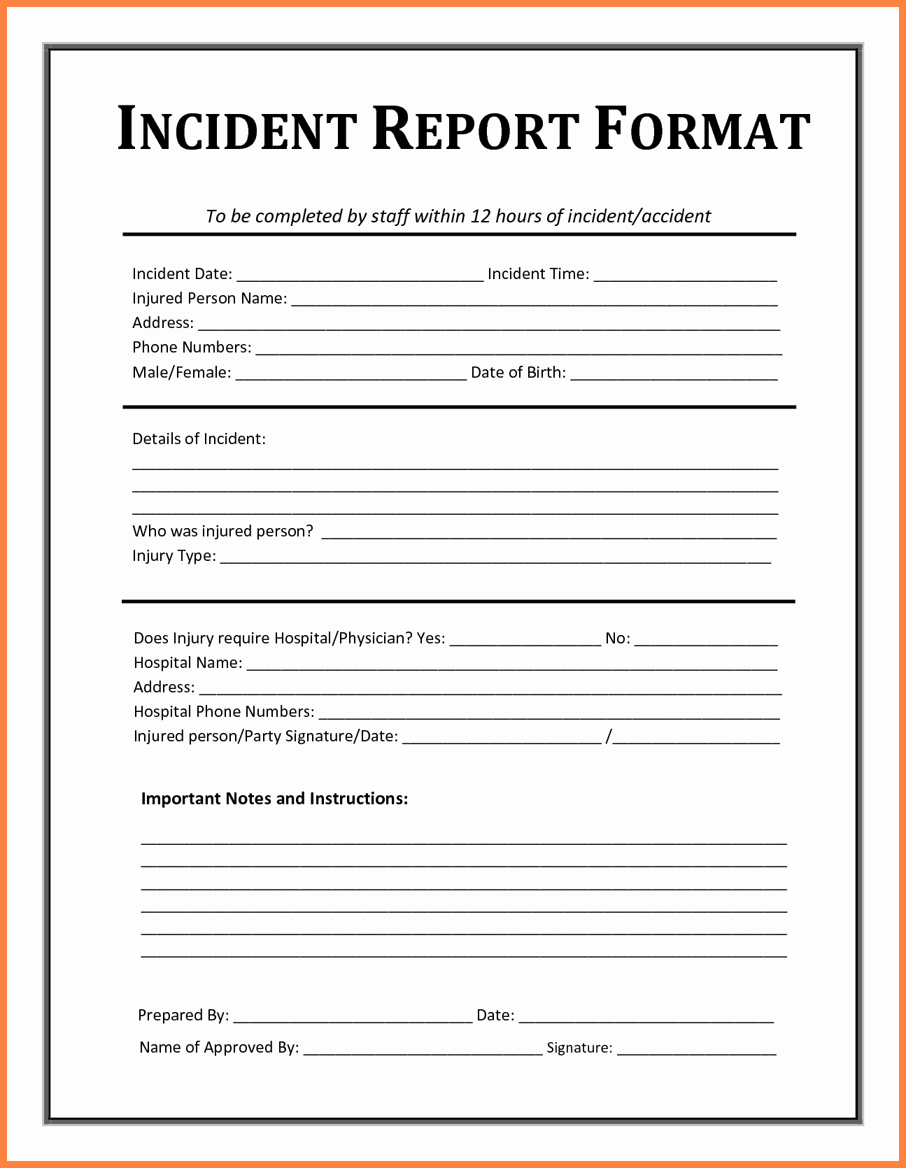 It Incident Report Template Lovely 4 Accident Incident Report form Template