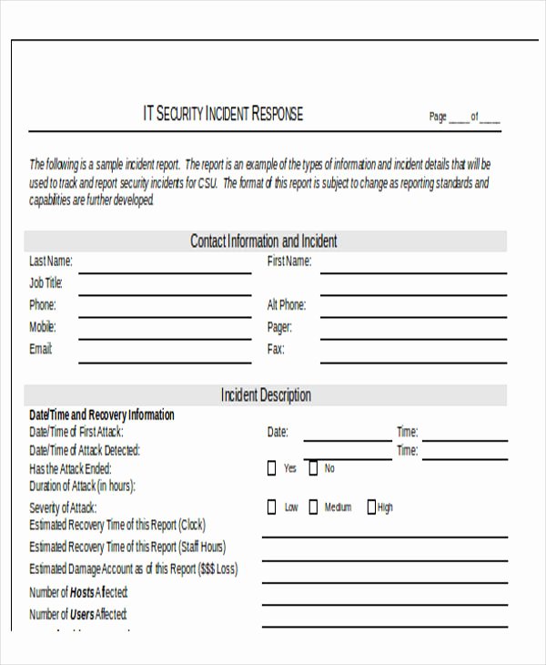 It Incident Report Template Luxury 28 Incident Report Templates In Word