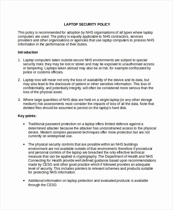 It Security Policy Template Beautiful Security Policy Template 7 Free Word Pdf Document