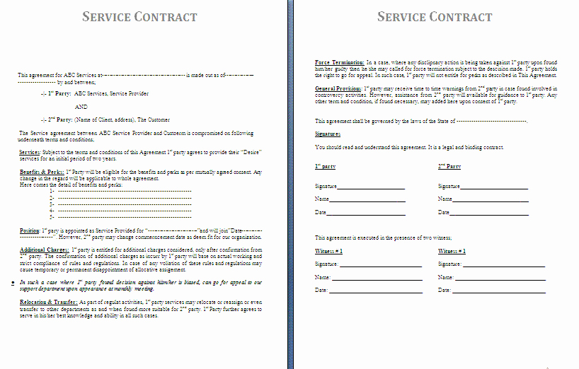 It Service Contract Template Awesome Free Printable It Service Agreement Template form Generic