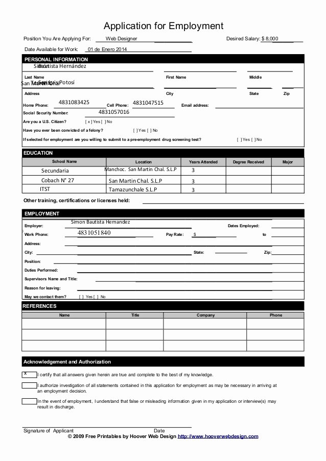 Job Application Template Doc Best Of Free Printable Job Application form Template form Generic