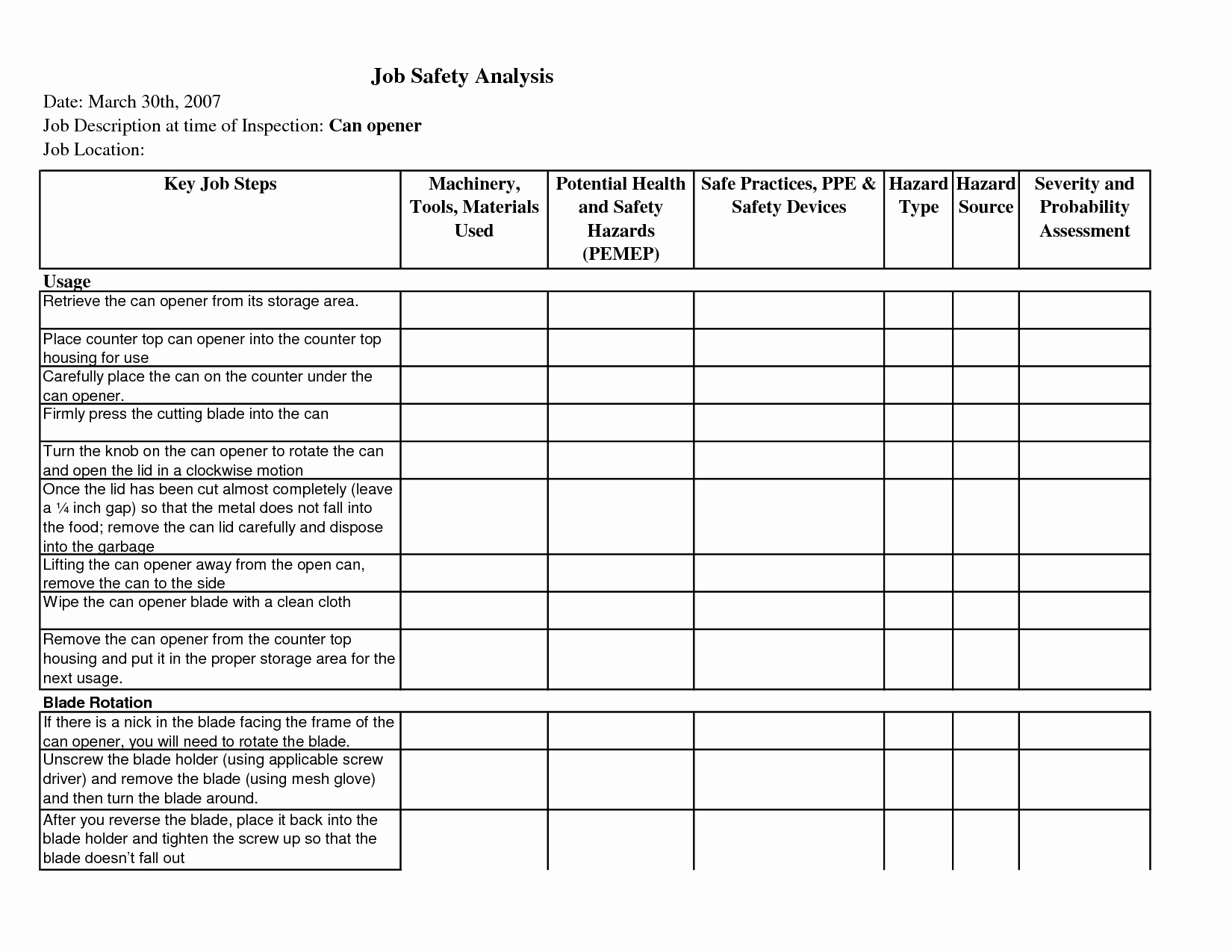 Job Hazard Analysis Template Best Of 13 Best Of Job Hazard Analysis Template Worksheet