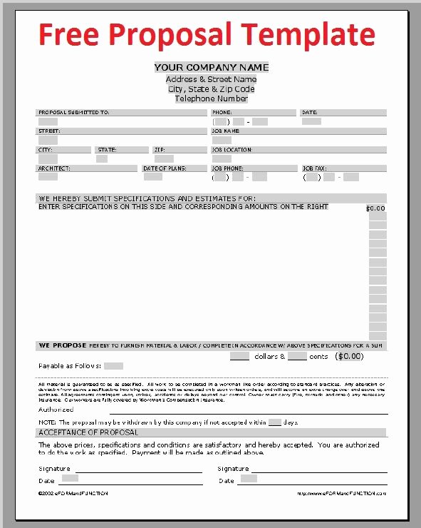 Job Proposal Template Pdf Elegant Printable Sample Construction Proposal Template form