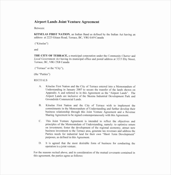 Joint Venture Agreement Template Awesome Joint Venture Agreement Template – 13 Free Word Pdf