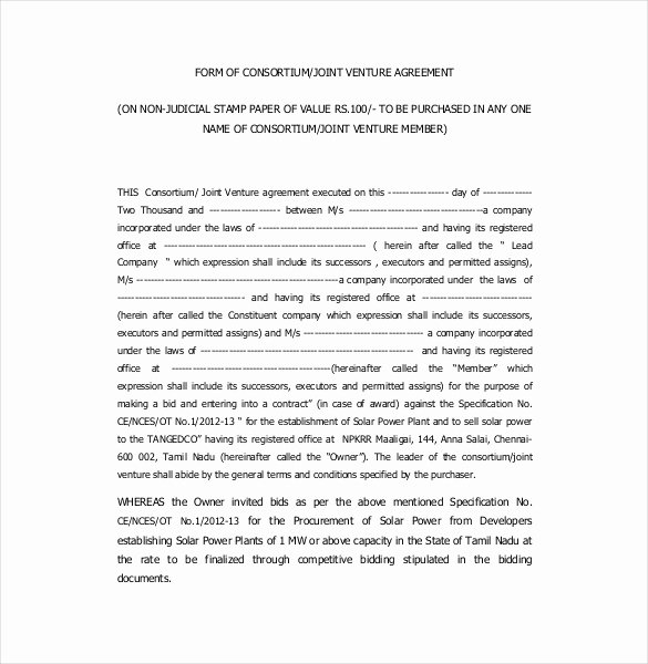 Joint Venture Agreement Template Beautiful Joint Venture Agreement Template – 13 Free Word Pdf